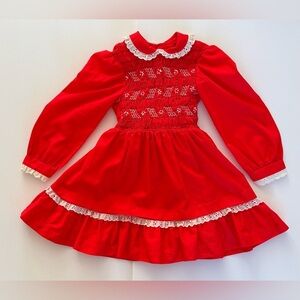 Vintage‎ Red Smocked Holiday Dress Classic spring wedding see description